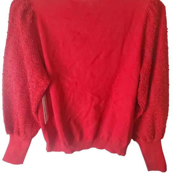 Nanette Nanette Lapore Red Sparkly Mock Neck Sweater, NWT, Large - Picture 3 of 6
